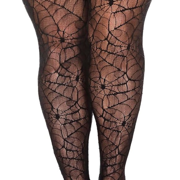 Spiderweb Plus Size Witch Tights Gothic Witch Pantyhose Goth Halloween Tights Fo - Picture 1 of 4